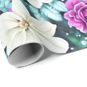 Umhüllungspapier für Blume in weiblichem Rosa und  Geschenkpapier (Rolleneckpunkt)