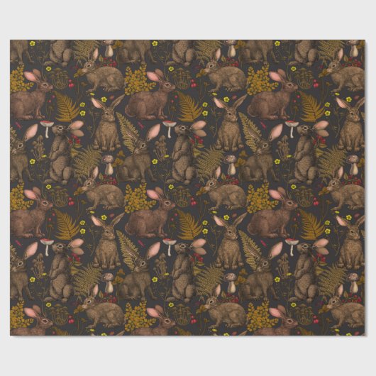 Umhüllungspapier für Kaninchen und Waldflora Geschenkpapier (Flach)