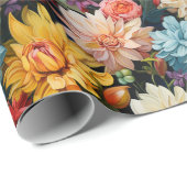 Umhüllungspapier für rosa und gelbe Blumen Geschenkpapier (Rolleneckpunkt)