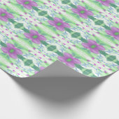 Umhüllungspapier in Lila Blumenschrift Geschenkpapier (Ecke)