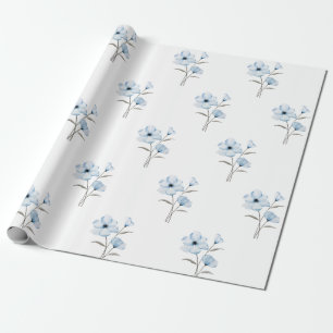 Umhüllungspapier mit blauer Blume Geschenkpapier