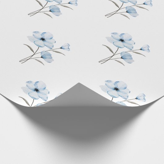 Umhüllungspapier mit blauer Blume Geschenkpapier (Ecke)