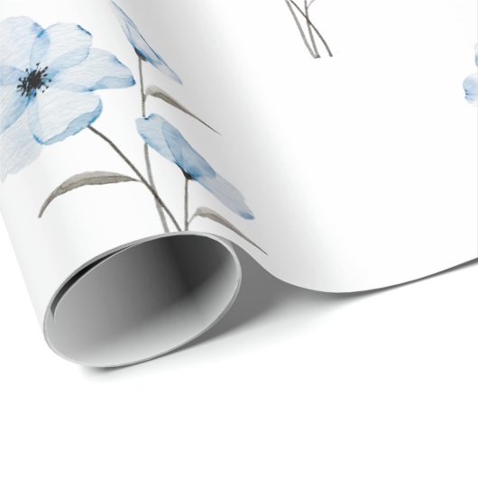 Umhüllungspapier mit blauer Blume Geschenkpapier (Rolleneckpunkt)