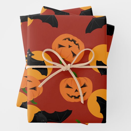 Umhüllungspapier mit Halloween-Muster Geschenkpapier Set (Beispiel)