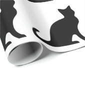 Umhüllungspapier mit Schwarz-Weiß-Katzendesign Geschenkpapier (Rolleneckpunkt)