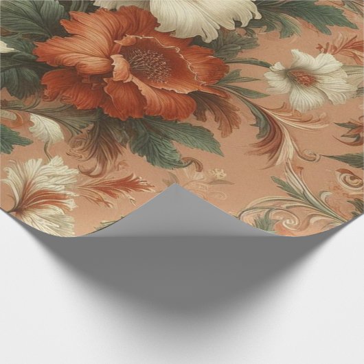 Umhüllungspapier - Orange, Creme, Moss Green Geschenkpapier (Ecke)