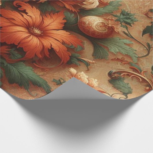 Umhüllungspapier - Orange, Creme, Moss Green Geschenkpapier (Ecke)