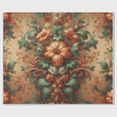 Umhüllungspapier: Orangefarbenes Moos Grüne Blüte Geschenkpapier (Flach)