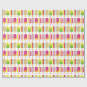 Umhüllungspapier - Rosa, grüne und gelbe Eisklee Geschenkpapier (Flach)