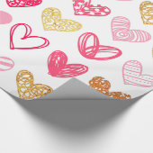 Umhüllungspapier - Rosa und goldene Herzen Geschenkpapier (Ecke)