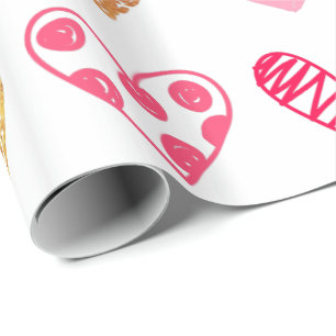 Umhüllungspapier - Rosa und goldene Herzen Geschenkpapier