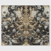 Umhüllungspapier: Schwarz, Weiß, Gold und Blütenbl Geschenkpapier (Flach)