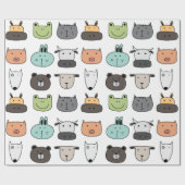 Umhüllungspapier - Tierische Gesichter Geschenkpapier (Flach)