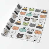 Umhüllungspapier - Tierische Gesichter Geschenkpapier (Ungerollt)