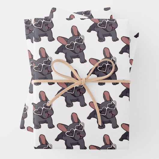 Umhüllungspapiere für französische Bulldoten. Geschenkpapier Set (Beispiel)
