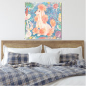 "Umi Poodle" Pink Poodle & Seashell Dream Canvas A Leinwanddruck (Insitu (Schlafzimmer))