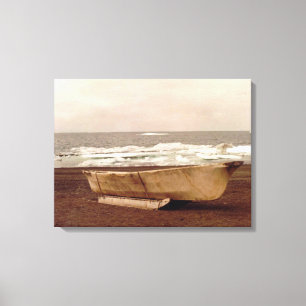 Umiak, Walrus Skin Whalers Boat Pt. Barrow Alaska Leinwanddruck