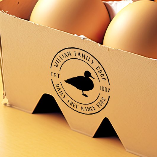 Umkarton für Ei, handgezeichnet Enten und runder l Permastempel