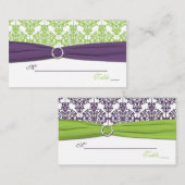 Umkehrbare Limone und Lila Damasplatzierungen Platzkarte (Vorne/Hinten)