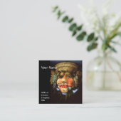 Umkehrbarer Kopf mit Körbchen aus Obst und Trauben Quadratische Visitenkarte (Stehend Vorderseite)