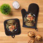 Umkehrbarer Kopf mit Obstkorb Ofenhandschuh & Topflappen-Set (Oben Unten)