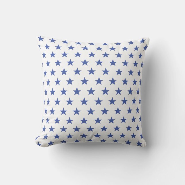 Umkehrbares Blau und weißer Star Kissen (Vorderseite)
