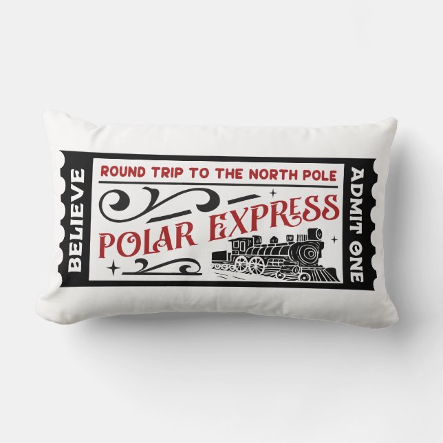 Umkehrbares Polar Express Ticket Weihnachten Lendenkissen (Vorderseite)