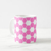 Umkehrende Fußball-/Fußball-Ball-Textur - Rosa Kaffeetasse (Vorderseite Links)