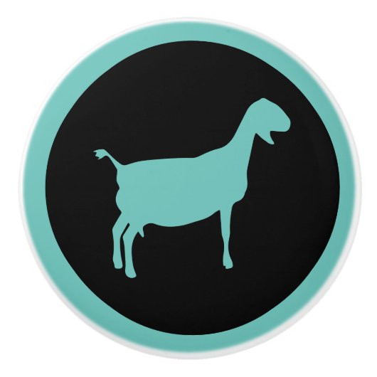 Umkehrende Silhouette Nubische Ziege Keramikknauf (Vorderseite)