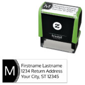 Umkehrname und Rücksendeadresse mit Monogramm Permastempel (Beispiel)