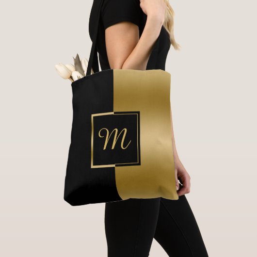 Umkehrtes geometrisches Schwarz-Gold-Design Tasche (Von Nahem)