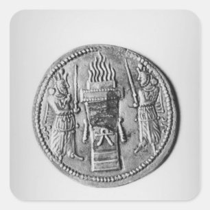 Umkehrung einer Münze von Shapur II Quadratischer Aufkleber