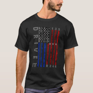 Umkippen American Flag Muscle Car Six Speed Geed T-Shirt
