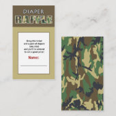 Umkleide / Camouflage Thema Windeln Raffel Ticket Begleitkarte (Vorne/Hinten)