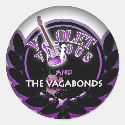 Umklingeln in schwarze runde Sticker (Vorderseite)