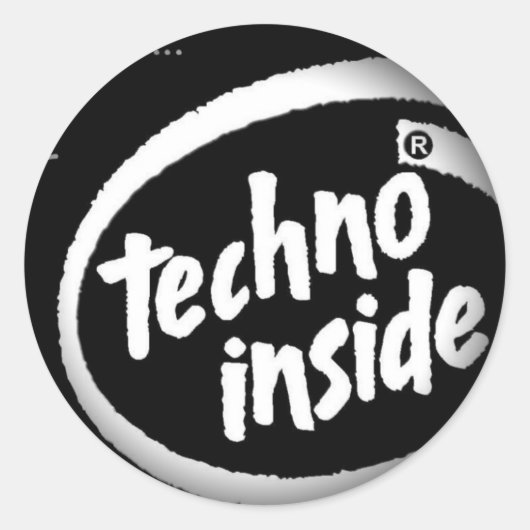 Umklingeln in schwarze runde Sticker (Vorderseite)