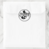 Umklingeln in schwarze runde Sticker (Tasche)