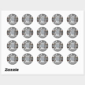 Umklingeln in schwarze runde Sticker (Blatt)