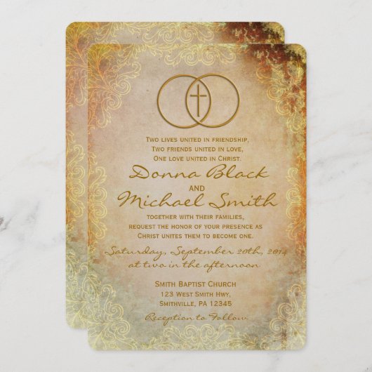 Umkreiste quere religiöse Hochzeits-Einladungen Einladung (Vorne/Hinten)