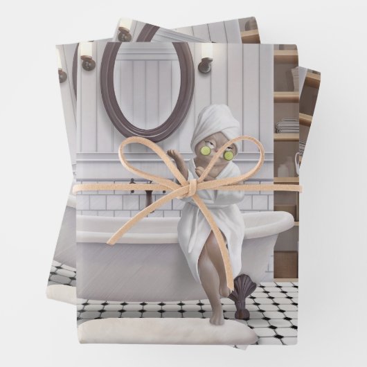 Umlademodus - Miss Meow in Bathrobe Geschenkpapier Set (Beispiel)