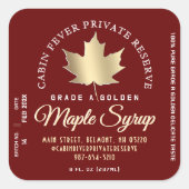 Umlauflogo für Ahornsirup (Stapel und Datum) Quadratischer Aufkleber (Vorderseite)