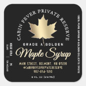 Umlauflogo für Ahornsirup (Stapel und Datum) Quadratischer Aufkleber (Vorderseite)