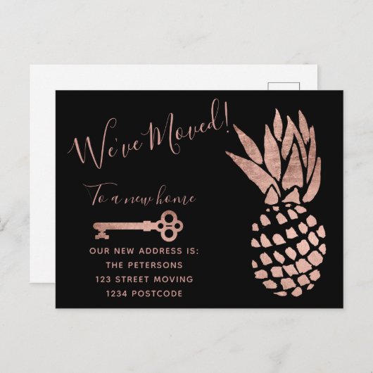 Umlaufmeldung von Ananas-Ananas aus der schwarzen  Ankündigungspostkarte (Vorne/Hinten)