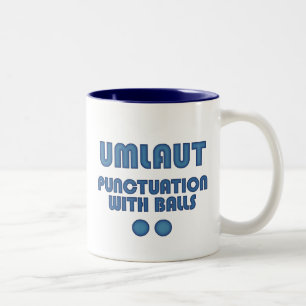 Umlaut Balls (blau) Zweifarbige Tasse