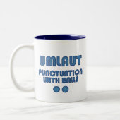 Umlaut Balls (blau) Zweifarbige Tasse (Links)
