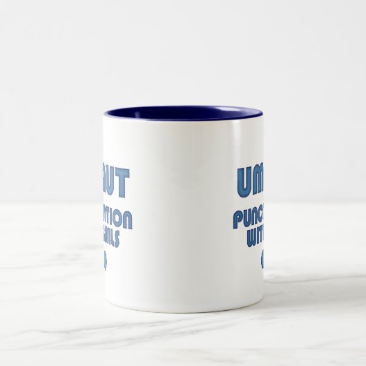 Umlaut Balls (blau) Zweifarbige Tasse (Mittel)