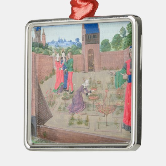 Ummauerter Garten mit einer Frauengartenarbeit Silbernes Ornament (Links)