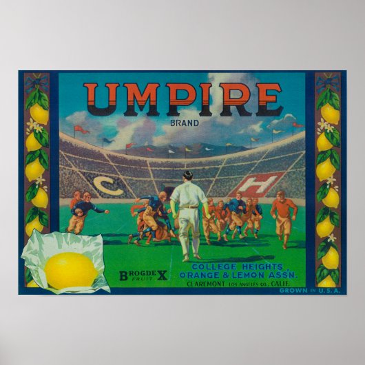 Umpire Lemon LabelClaremont, CA Poster (Vorne)