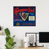 Umpqua Chief Apple Crate LabelSutherlin, OR Poster (Heimbüro)