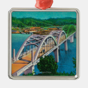 Umpqua Fluss-Brücke in Reedsport, Oregon Silbernes Ornament